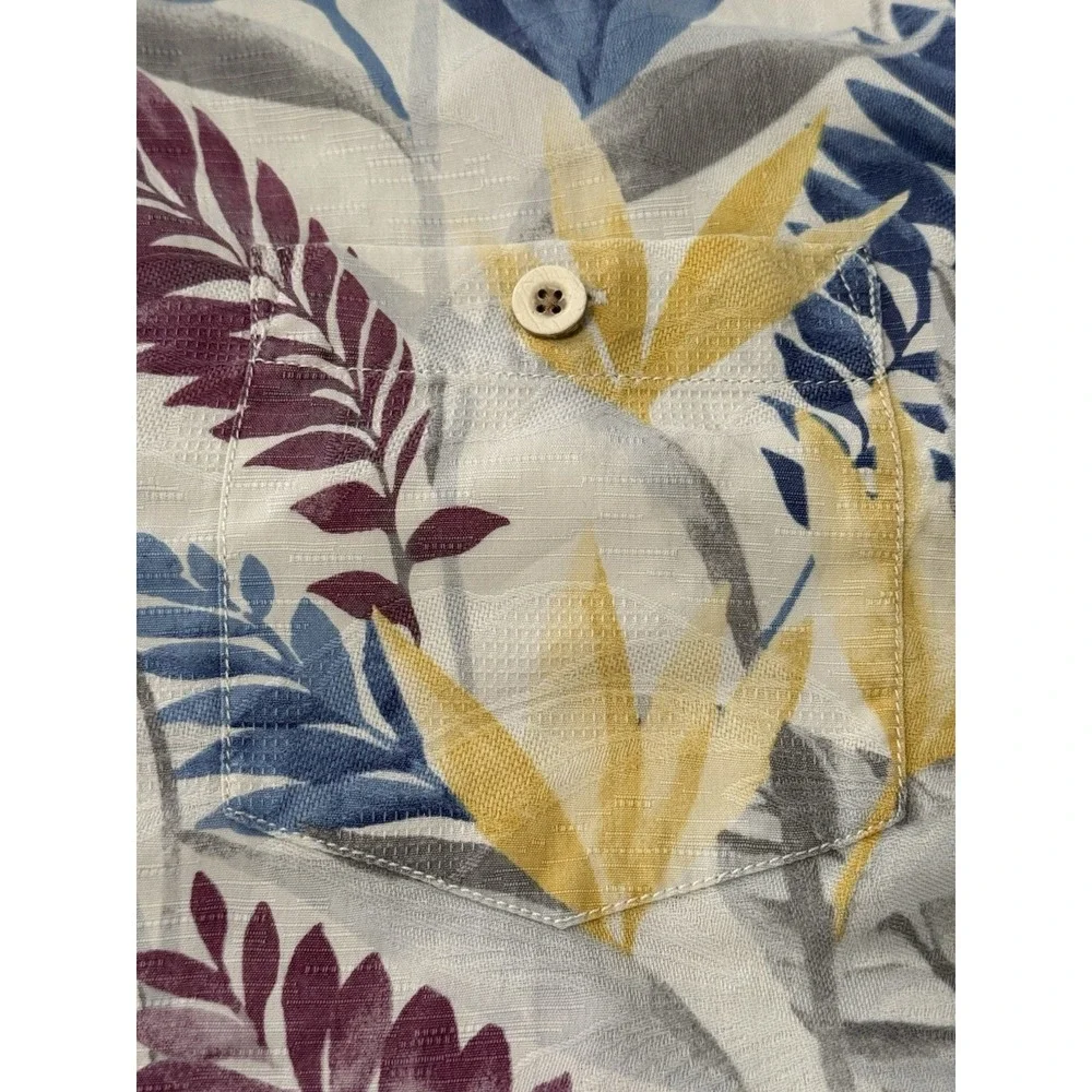 Tommy Bahama Shirt Mens Small Tropical Floral Silk Blend‎ Hawaiian